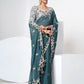 Rajwada Women Blue Organza Saree With Unstitched Blouse