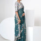 Rajwada Women Blue Organza Saree With Unstitched Blouse