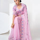 Rajwada Women Pink Organza Saree With Unstitched Blouse