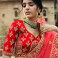 Rajwada Women Red Embroidered Semi Stitched Lehenga With Unstitched Blouse