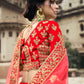 Rajwada Women Red Embroidered Semi Stitched Lehenga With Unstitched Blouse