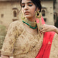 Rajwada Women Beige Embroidered Semi Stitched Lehenga With Unstitched Blouse