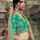 Rajwada Women Green Embroidered Semi Stitched Lehenga With Unstitched Blouse