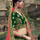 Rajwada Women Dark Green Embroidered Semi Stitched Lehenga With Unstitched Blouse