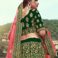Rajwada Women Dark Green Embroidered Semi Stitched Lehenga With Unstitched Blouse