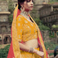 Rajwada Women Yellow Embroidered Semi Stitched Lehenga With Unstitched Blouse