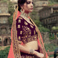 Rajwada Women Purple Embroidered Semi Stitched Lehenga With Unstitched Blouse
