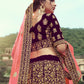 Rajwada Women Purple Embroidered Semi Stitched Lehenga With Unstitched Blouse