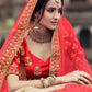 Rajwada Women Red Embroidered Semi Stitched Lehenga With Unstitched Blouse