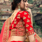 Rajwada Women Red Embroidered Semi Stitched Lehenga With Unstitched Blouse