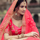 Rajwada Women Pink Embroidered Semi Stitched Lehenga With Unstitched Blouse