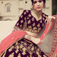Rajwada Women Purple Semi Stitched Embroidered Lehenga With Unstitched Blouse