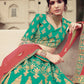 Rajwada Women Green Embroidered Semi Stitched Lehenga With Unstitched Blouse