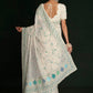 Rajwada - Classic White Georgette Embroidered Saree With Unstitched Blouse