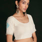 Rajwada - Classic White Georgette Embroidered Saree With Unstitched Blouse