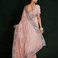 Rajwada - Beautiful Pink Georgette Embroidered Saree With Unstitched Blouse