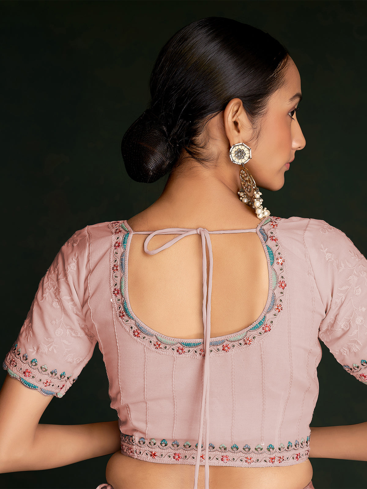 Rajwada - Beautiful Pink Georgette Embroidered Saree With Unstitched Blouse