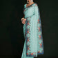 Rajwada - Modern Blue Georgette Embroidered Saree With Unstitched Blouse