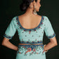 Rajwada - Modern Blue Georgette Embroidered Saree With Unstitched Blouse