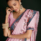 Rajwada - Classic Pink Georgette Embroidered Saree With Unstitched Blouse