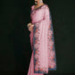 Rajwada - Classic Pink Georgette Embroidered Saree With Unstitched Blouse