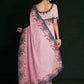 Rajwada - Classic Pink Georgette Embroidered Saree With Unstitched Blouse