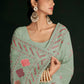 Rajwada - Designer Sea Green Georgette Embroidered Saree With Unstitched Blouse