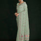 Rajwada - Designer Sea Green Georgette Embroidered Saree With Unstitched Blouse