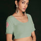 Rajwada - Designer Sea Green Georgette Embroidered Saree With Unstitched Blouse
