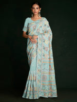 Rajwada - Beautiful Blue Georgette Embroidered Saree With Unstitched Blouse