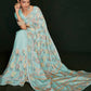 Rajwada - Beautiful Blue Georgette Embroidered Saree With Unstitched Blouse