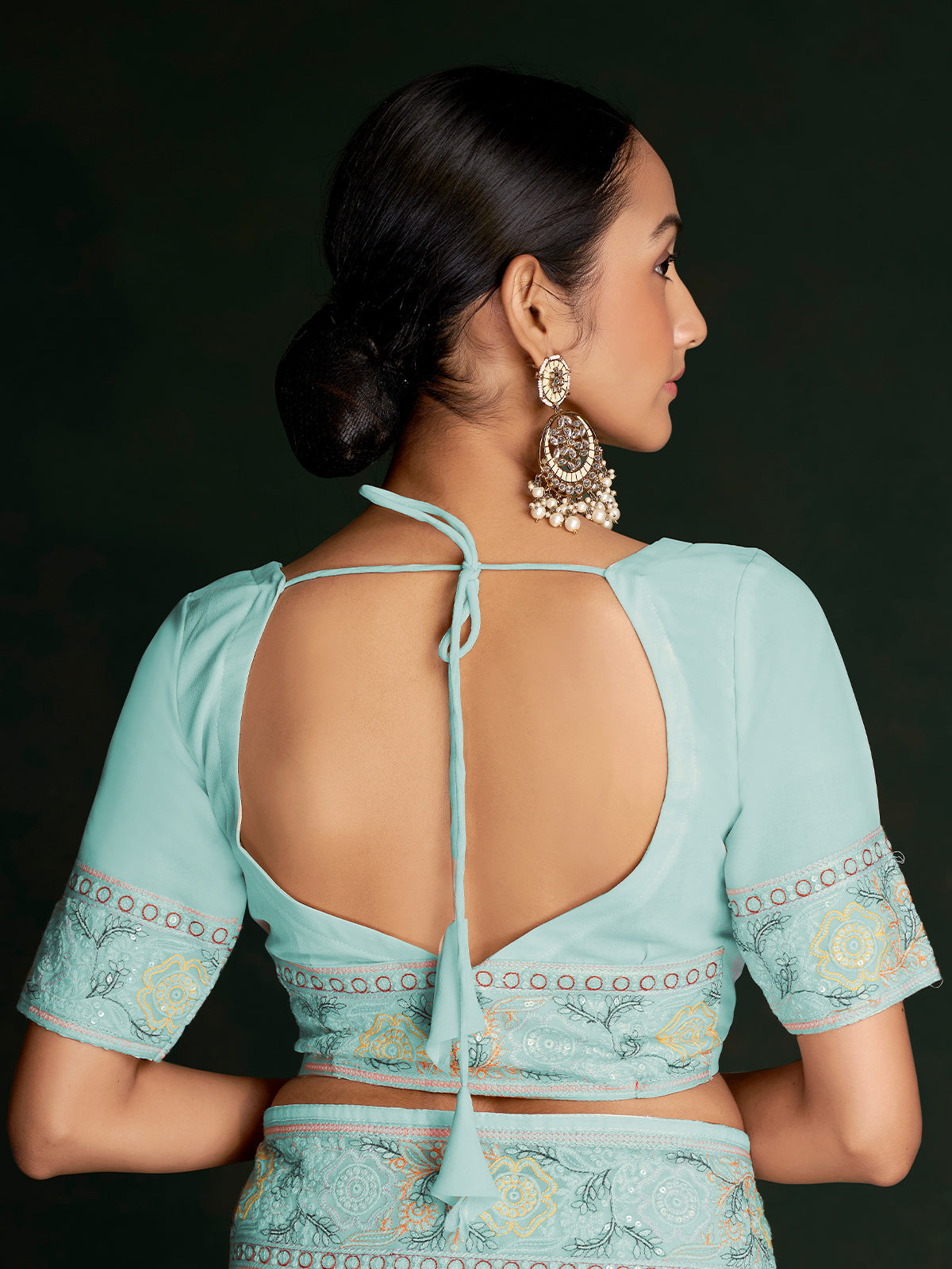 Rajwada - Beautiful Blue Georgette Embroidered Saree With Unstitched Blouse