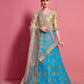Rajwada Women Sky Blue Embroidered Semi Stitched Lehenga With Unstitched Blouse