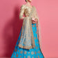 Rajwada Women Sky Blue Embroidered Semi Stitched Lehenga With Unstitched Blouse