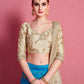 Rajwada Women Sky Blue Embroidered Semi Stitched Lehenga With Unstitched Blouse