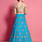 Rajwada Women Sky Blue Embroidered Semi Stitched Lehenga With Unstitched Blouse
