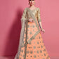 Rajwada Women Orange Embroidered Semi Stitched Lehenga With Unstitched Blouse