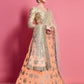 Rajwada Women Orange Embroidered Semi Stitched Lehenga With Unstitched Blouse