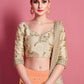 Rajwada Women Orange Embroidered Semi Stitched Lehenga With Unstitched Blouse