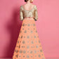 Rajwada Women Orange Embroidered Semi Stitched Lehenga With Unstitched Blouse