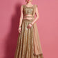 Rajwada Women Golden Soft Net Semi Stitched Lehenga With Unstitched Blouse
