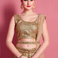 Rajwada Women Golden Soft Net Semi Stitched Lehenga With Unstitched Blouse