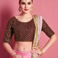 Rajwada Women Pink Embroidered Semi Stitched Lehenga With Unstitched Blouse