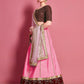 Rajwada Women Pink Embroidered Semi Stitched Lehenga With Unstitched Blouse