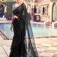 Rajwada Women Black Organza Solid Saree With Blouse Piece