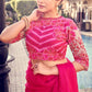 Rajwada Women Pink Organza Solid Saree With Blouse Piece