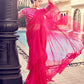 Rajwada Women Pink Organza Solid Saree With Blouse Piece