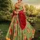 Rajwada Women Green Elegant Semi Stitched Lehenga With Unstitched Blouse