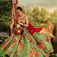 Rajwada Women Green Elegant Semi Stitched Lehenga With Unstitched Blouse