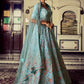 Rajwada - Attractive Blue Georgette Embroidered Semi Stitched Lehenga With Unstitched Blouse